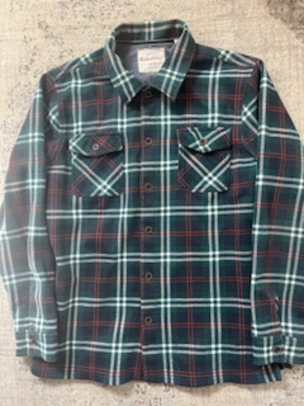 🧡3/15 Original Weatherproof Vintage Plaid Shirt Jacket Green Navy Red Men's L